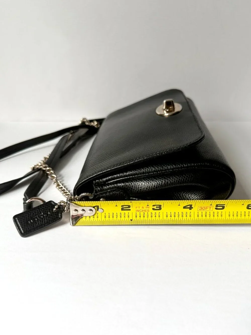 Coach Mini Ruby Crossbody Bag Black Pebbled Leather Turnlock F34604